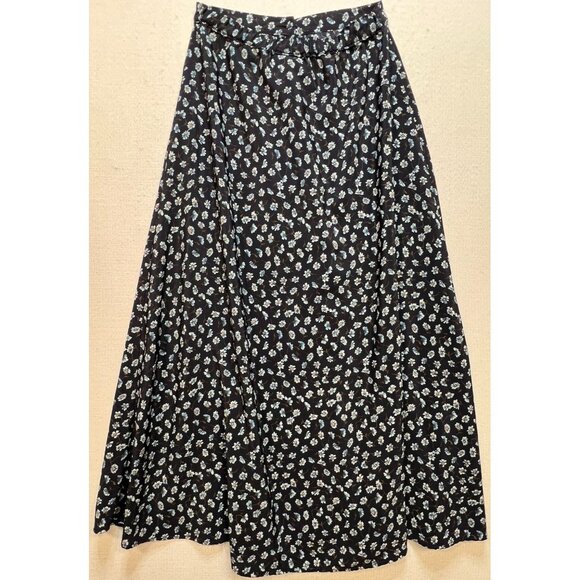Sostanza Women's Coastal Midi Skirt Size Small Navy White Floral - Picture 2 of 9